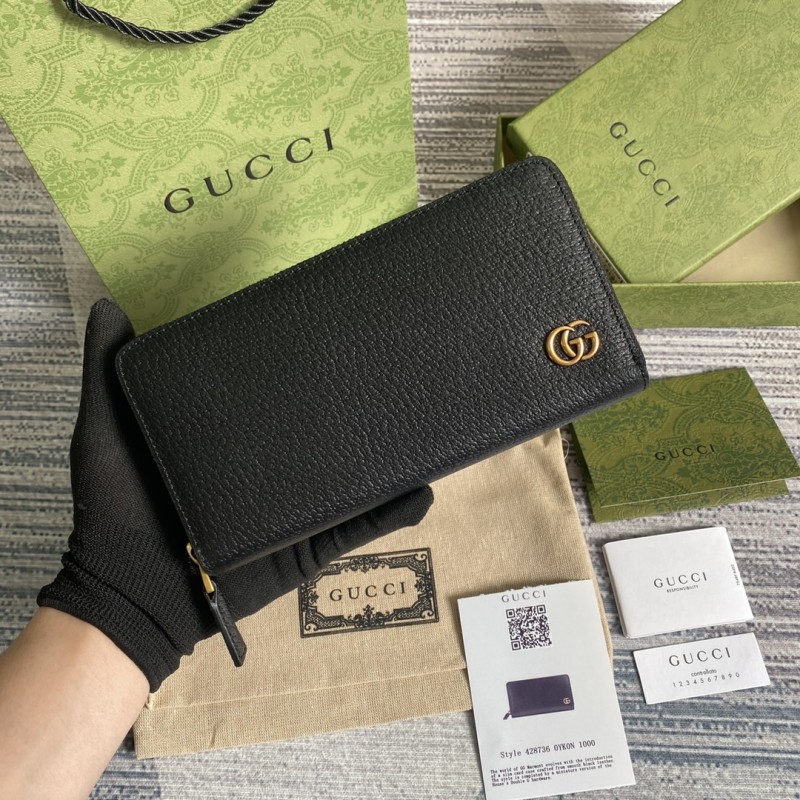 Gucci Replica 428736 UK Black Zip Around Wallet Purse Plated